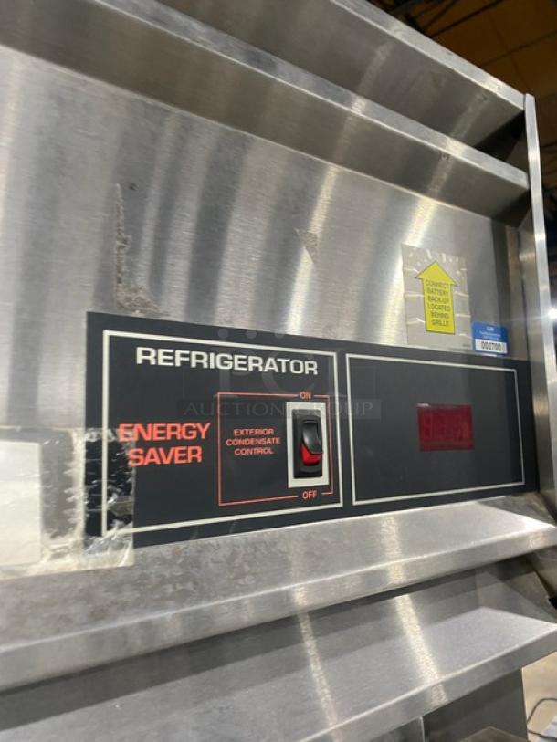 Victory Commercial Stainless Steel Pass-Thru Refrigerator, Model RIS1DS7PT, features energy saver and control panel.