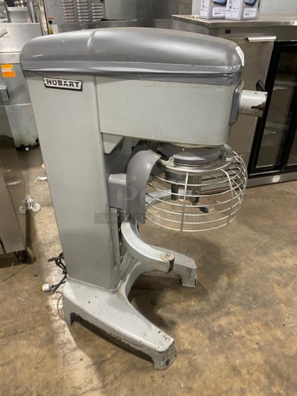 Hobart Legacy HL300 30 Qt. mixer with stainless steel bowl guard; commercial floor model; electric, on legs; used.