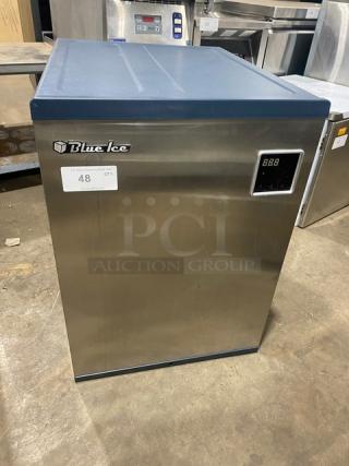 Blue-Air BLMI-500A commercial stainless steel ice machine, air-cooled, crescent cube style, digital display, model on label.