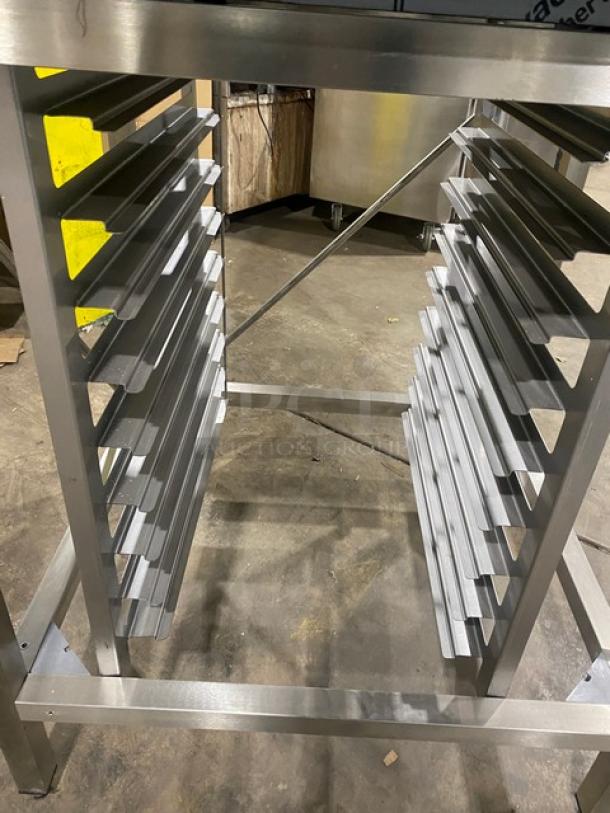 Univex Corp Bistrot 665 convection oven pan holding stand, stainless steel, commercial-grade, model BISTROT665, on legs.