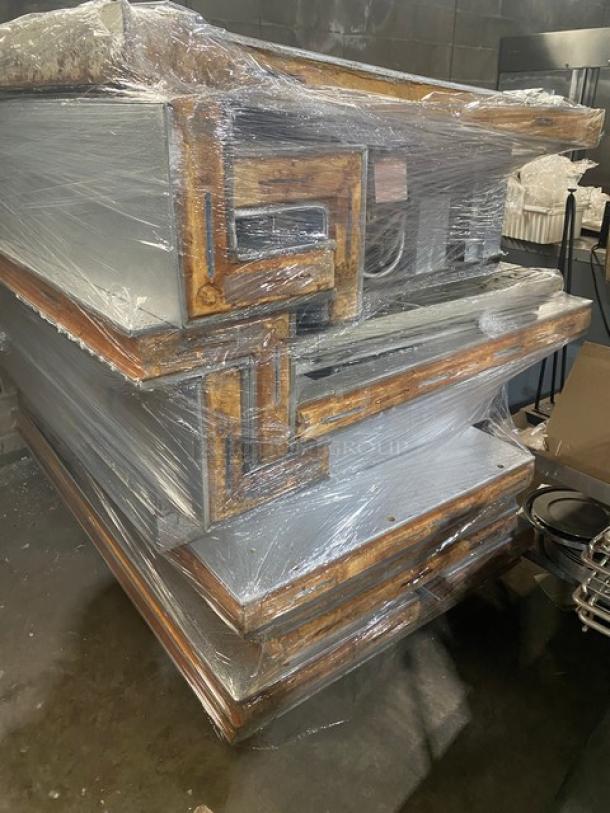 Commercial heavy-duty 5'x9' walk-in cooler box, disassembled, shrink-wrapped, with Copeland condensing unit, used condition.