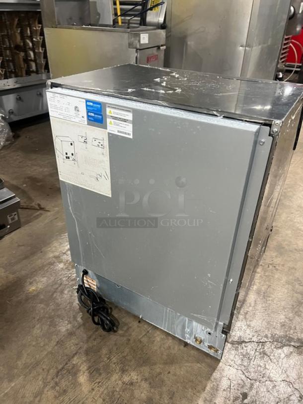 Manitowoc NEO UYF0140A-161B undercounter ice machine, stainless steel, air-cooled, half-dice cubes, 115V, used condition, visible labels.