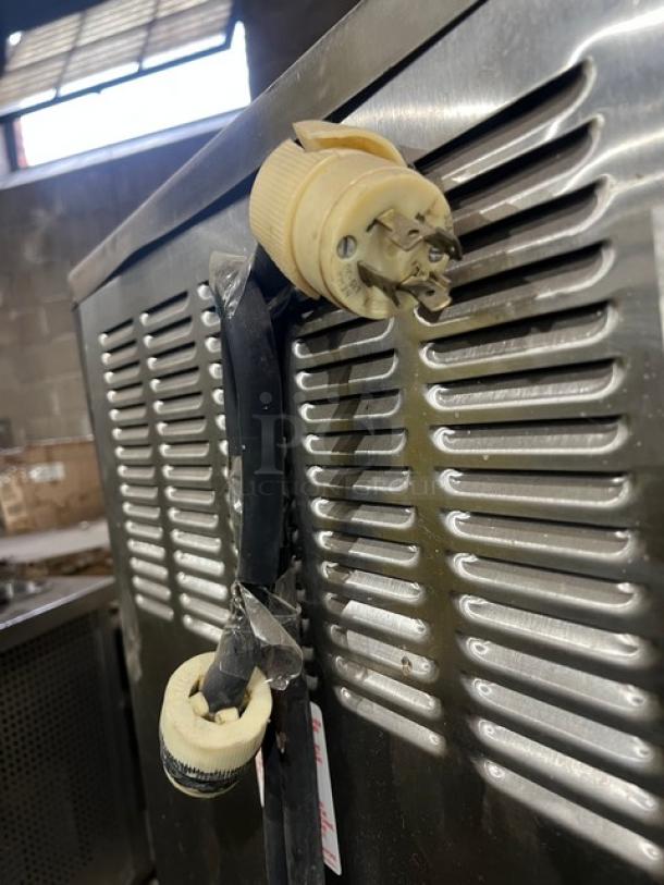 Taylor stainless steel ice cream freezer, Model 63233, dual shake and soft serve function, on casters, 208/230V, 3 phase.