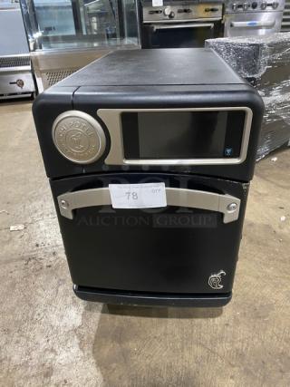 TurboChef NGO ventless rapid cook oven, 2021 model, black, countertop, electric-powered, with crank bar, 208/240V, 1 phase.
