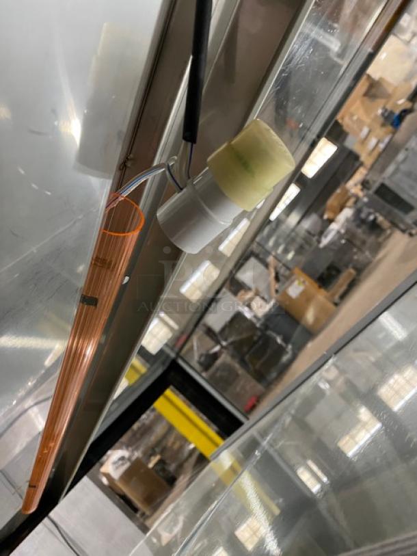 Kinco CNZ-90CM stainless steel bakery display case, featuring straight glass design and rear double glass sliding doors.