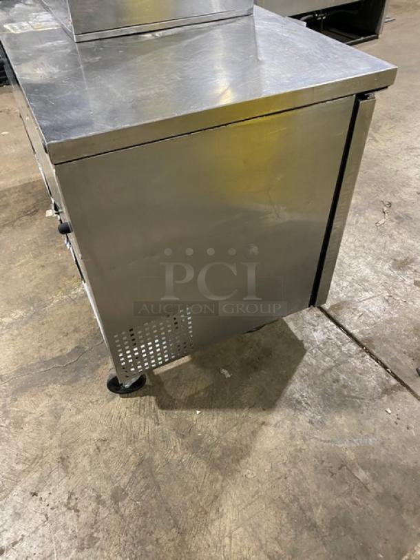 True TUC-60 stainless steel 2-door undercounter worktop refrigerator, 60", on casters, 115V 1-phase, SN: 4928167.