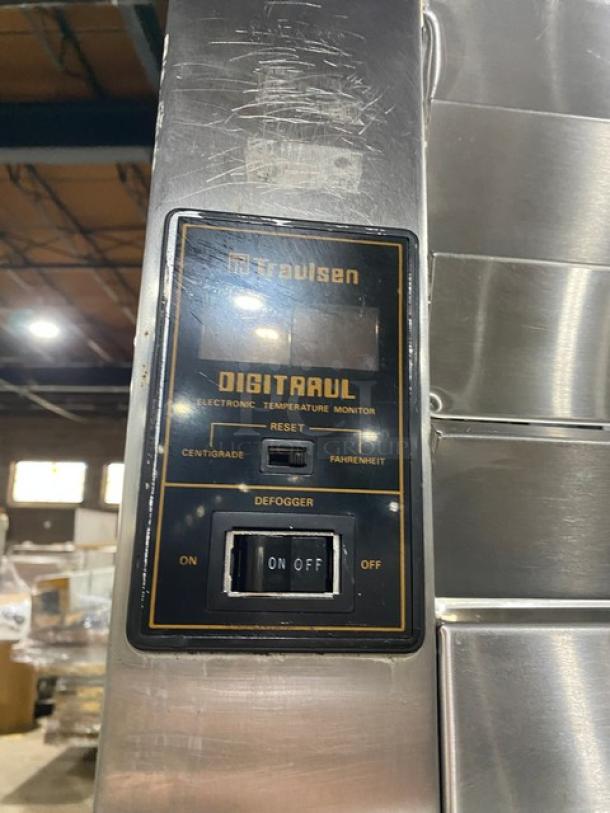 Traulsen commercial stainless steel 4-door refrigerator, model AHT232NUT, with DigiTraul temperature monitor controls, in used condition.