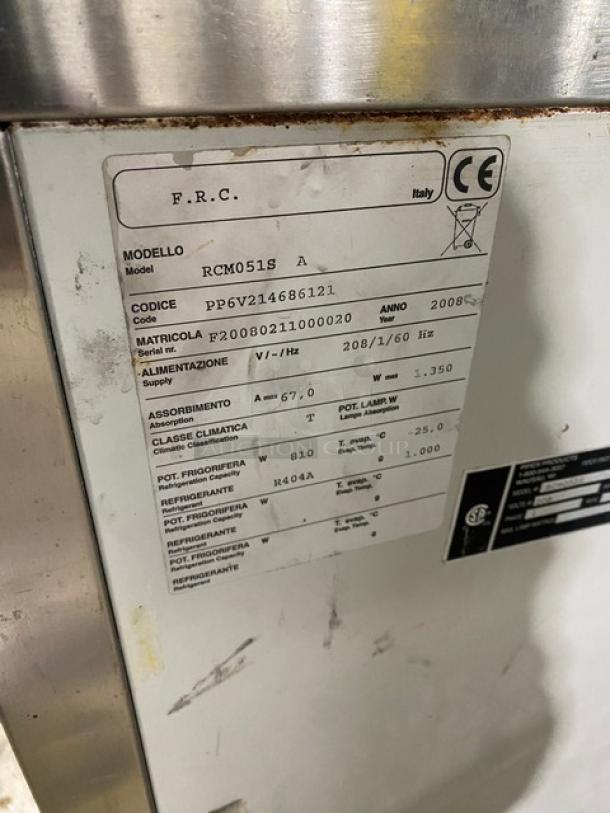 Piper Products RCM051S undercounter blast chiller, stainless steel, electric, digital controls, with pan rack & probe. Serial: F20080211000020. 208V 1 Phase.