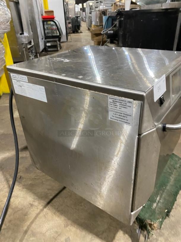 MerryChef Eikon E4 stainless steel high-speed countertop oven, model SN: 1212213090221, with wired rack, electric 208/240V.