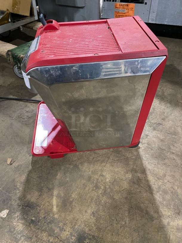 Nuova Simonelli Oscar II red stainless steel espresso machine with steam wand, Model OSCAII SN 660248, 110-120V, excellent condition.