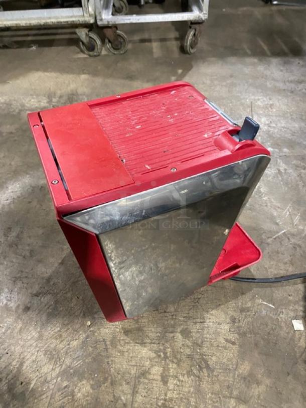 Nuova Simonelli Oscar II red stainless steel automatic espresso machine with steam wand, 2022 model, countertop design.