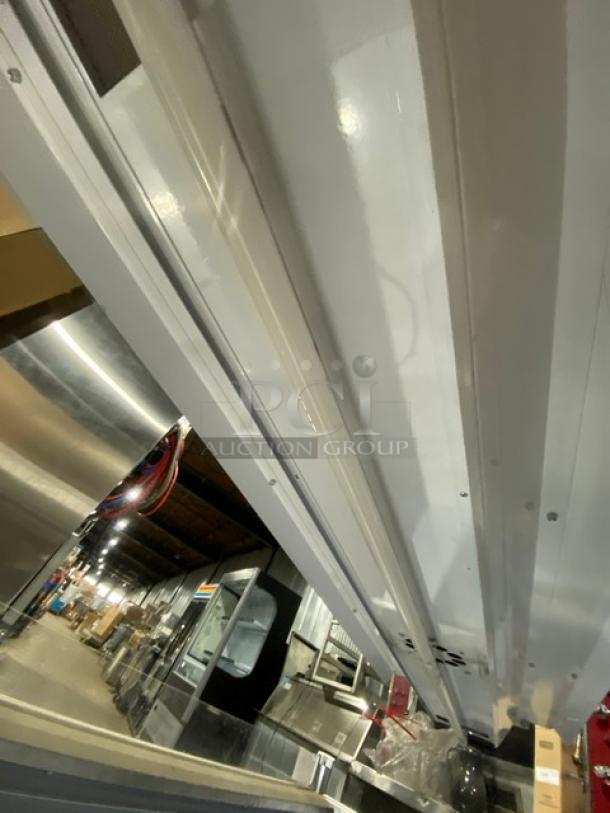 Vendo NIC183S02 72" ice cream dipping cabinet, white, open-air, sneeze guard, LED lighting, 220V, commercial use, good condition.