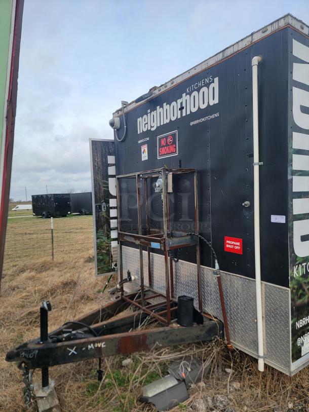 Diamond Cargo 24' mobile kitchen trailer, 2021 model, professional forest wrap, 14,000 lbs GVWR, exterior signage visible.