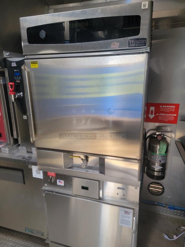 Winston CVap retherm oven inside Texino FD-306 mobile kitchen. Stainless steel build needs cleaning and TLC.