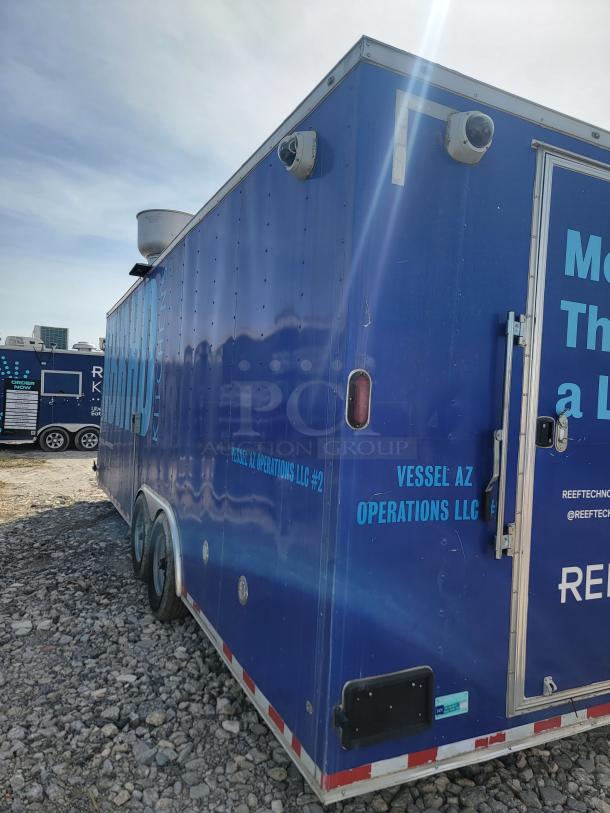 2020 Diamond Cargo 24' Mobile Kitchen, blue exterior, dual 7k axles, commercial-grade build, branded labeling visible.