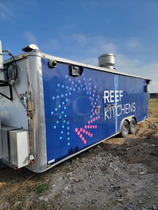 2019 Quality Cargo 24' mobile ghost kitchen. Features Garland 4-burner range, Mirage VentusX HVAC. Needs cleaning, exterior TLC.