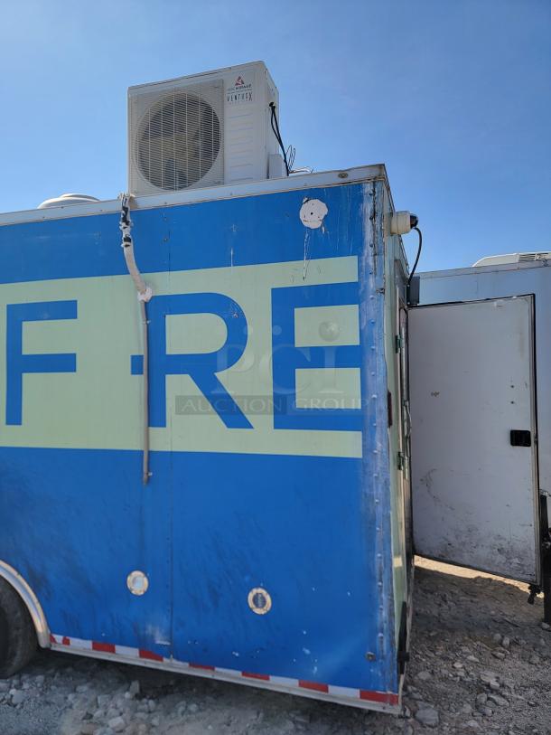 2021 Diamond Cargo 24’ mobile kitchen with Mirage Ventus X Mini Split, CaptiveAire ventilation, visible wear on exterior.