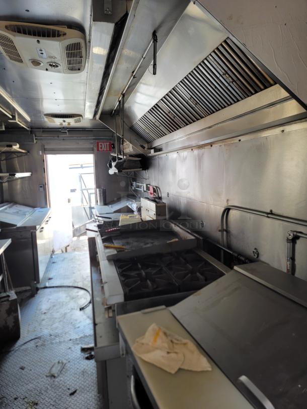 2021 Diamond Cargo 24' mobile kitchen interior, featuring industrial CaptiveAire ventilation and Mirage Ventus X Mini Split.