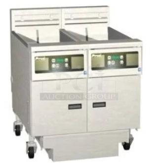 Brand new Pitco Solstice Series SSH75-2FD, 75 lb double bay fryer, stainless steel, natural gas, solid state thermostat, filtration system.