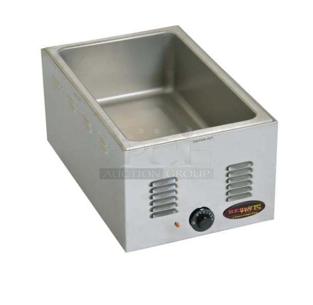 Brand new Eagle Group stainless steel electric food warmer, Model 1220CWD, 120V, single well, countertop design.