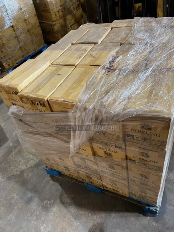 Full pallet of Sterling compostable knives, model MM-GP3KN651M. 6.5" knives, 50 per bag, 20 bags per case. Brand new.