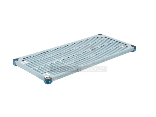 Brand new Metro MetroMax-Q shelf, model MQ1842G, 8"x42", open grid style, 800 lb capacity, four per case.