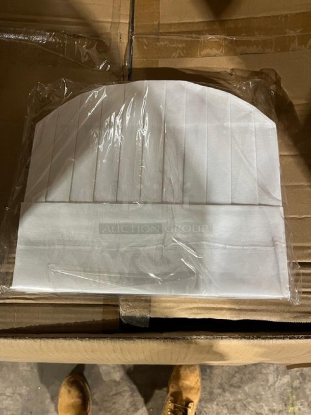 Brand new 10" non-woven chef hat in original packaging, pristine condition.