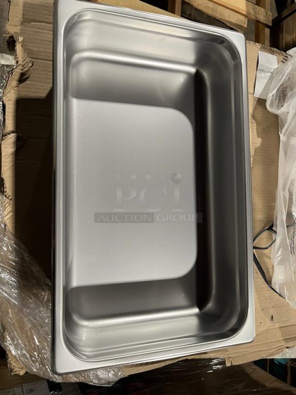 Crestware stainless steel anti-jam steamtable pan, model SAF-T-STAK, full-size, 4" deep, brand new condition.