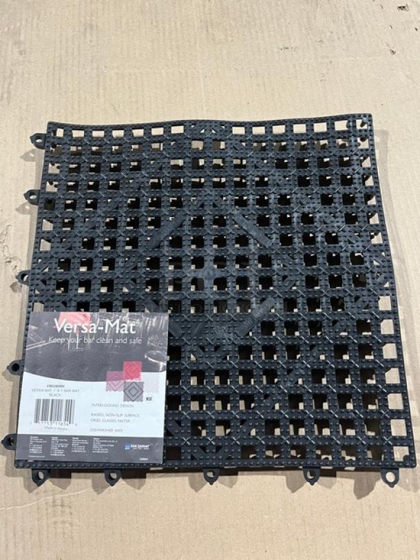 San Jamar Versa-Mat VM5280BK, 1' x 1' black interlocking bar mat, brand new with label.
