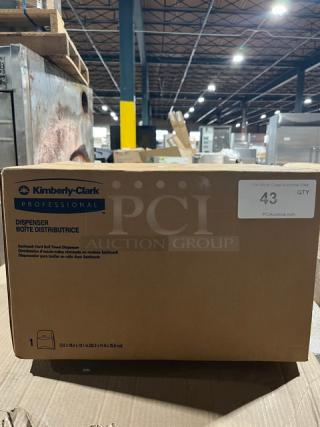 Kimberly Clark Professional Series Smoke Black Sanitouch paper towel dispenser in box, new, model and specs listed.