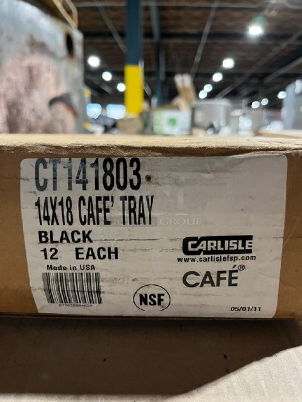 Carlisle CT141803 black 14"x18" fast food/serving tray, brand new, in box. NSF certified, made in USA, 12 per pack.