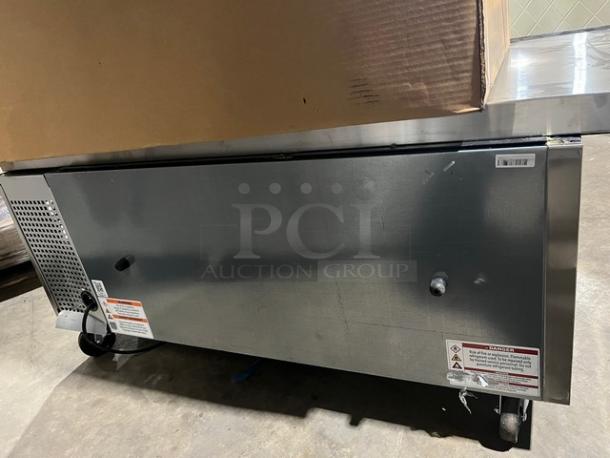 True TRCB-52-60 refrigerated chef base with oversized worktop, stainless steel, 2 drawers, on casters, model TRCB5260.