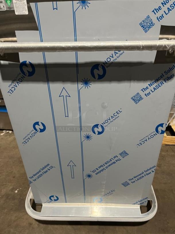 Brand new Carter-Hoffmann stainless steel heated cabinet, model BB60-40, 120V, with wired rack, protective wrap intact.