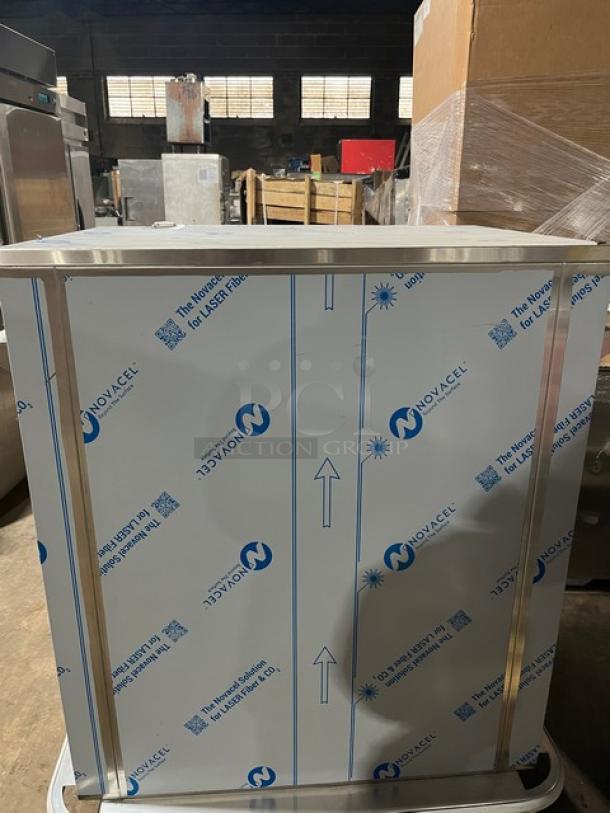 Carter-Hoffmann stainless steel electric heated holding cabinet, model BB60-40, brand new with wired rack, 120V, 1 phase.