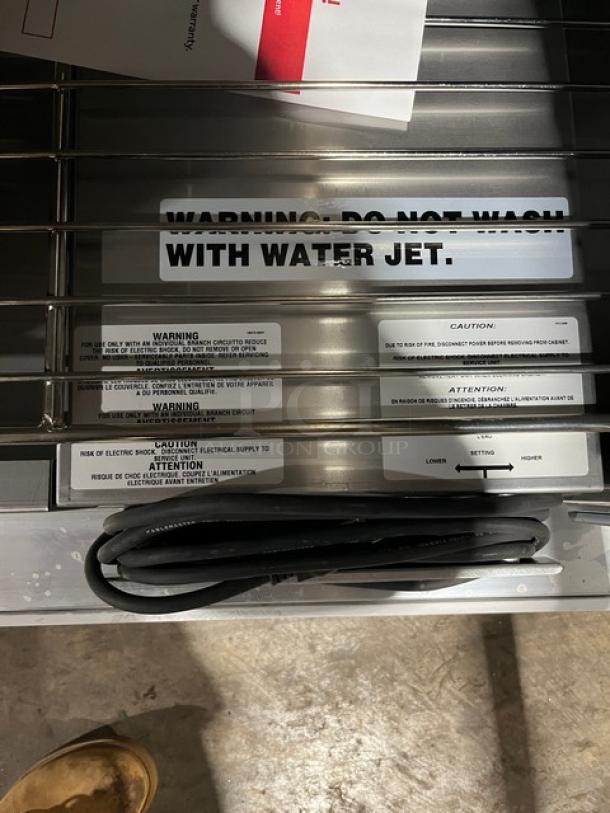 Carter-Hoffmann BB6040 stainless steel heated holding cabinet, model BB60-40, with wired rack, brand new, electric powered, 120V 1 phase.