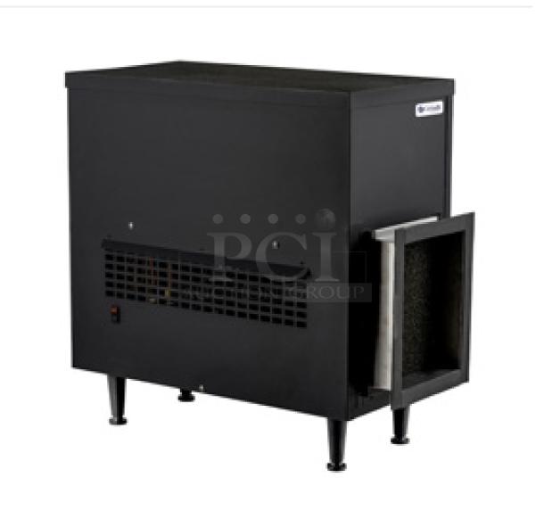 BRAND NEW Crysalli Commercial Black Undercounter Sparkling/Still Water Chiller, Model CRUCM12CL, 120V, on legs.