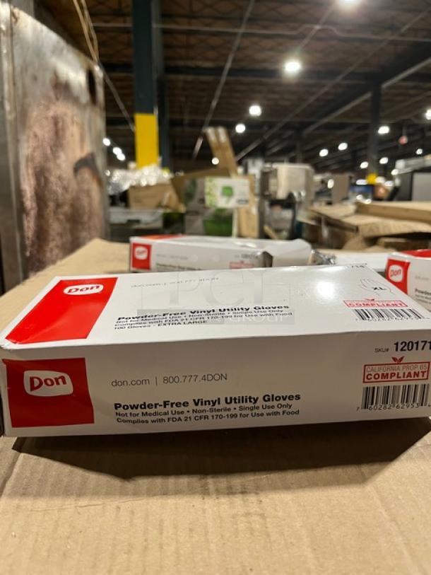 BRAND NEW Don 1201714 Powder-Free Vinyl Utility Gloves, XL-Size. Box labeled for non-medical use, FDA compliant.