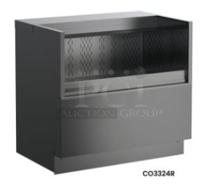 Structural Concepts Oasis Series CO3324R refrigerated display case, black, horizontal, open grab-n-go design.