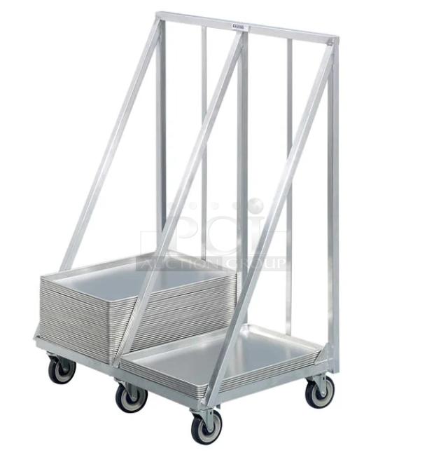 Brand new Channel Manufacturing XBPT-2 aluminum double stack bun pan truck on casters, no pans included.