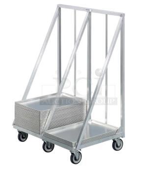 Brand new Channel Manufacturing XBPT-2 aluminum double stack bun pan truck on casters, no pans included.