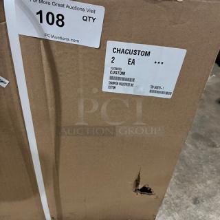 Brand new Channel custom-made bun rack, packaged in a cardboard box. Label indicates "CHACUSTOM 2 EA."