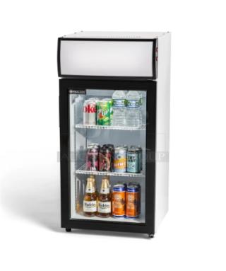 BRAND NEW ProCool T80L single glass door commercial display refrigerator. Black countertop design, upright model.