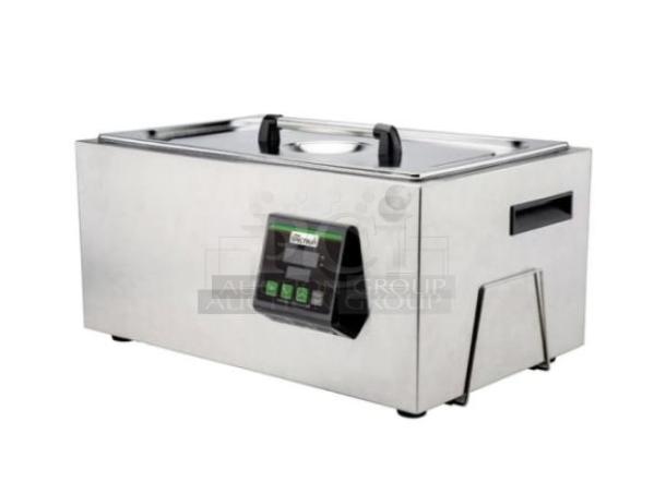 Brand new Winco Spectrum Series stainless steel sous vide cooker, model ESVC28, 7.4 gal capacity, digital control panel.