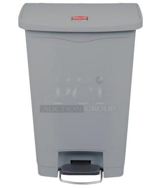 BRAND NEW! Rubbermaid Slim Jim Series Commercial Resin-Gray Front Step-On 13 Gal. Rectangular Trash Can/Waste Bin!