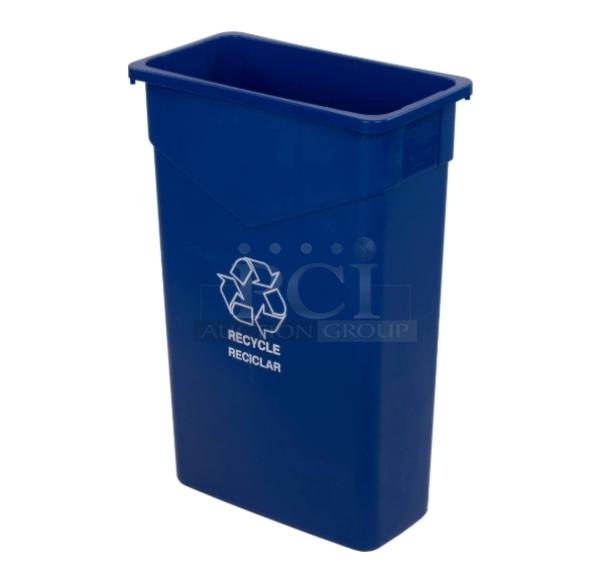 Carlisle TrimLine Series 23 Gal. blue recycle bin, model 342023REC14, brand new condition, features recycle logo.
