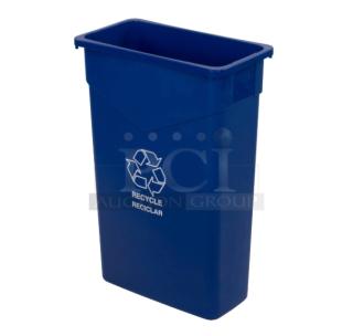 Carlisle TrimLine Series 23 Gal. blue recycle bin, model 342023REC14, brand new condition, features recycle logo.