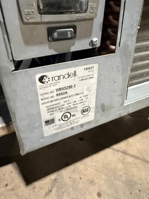 New Randell 9552A Drop-In Freezer/Plate Chiller, 115V, 1 Phase, Model 9552A, Serial W953250-1, UL and NSF certified.