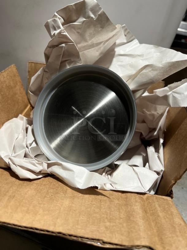 Brand new Cal-Mil commercial 16oz Mixology jar lid, model 1851-4, in cardboard box with packing paper.