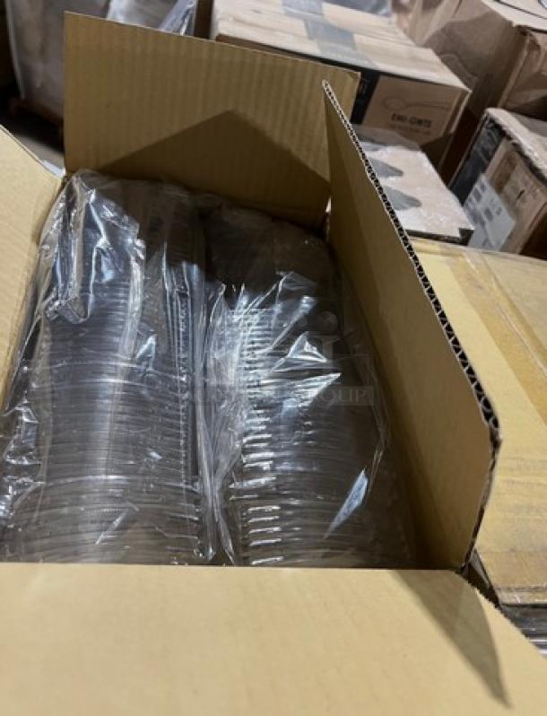 Mixed pallet with Kraft 15 3/4" x 23 1/2" table toppers, Riedel 6408/90 crystal wine glasses, EMI-PTB64-10C 64oz pet bowls, EMI-GWTS teaspoons, EMI-1616W trays, EMI-SB8LP 8oz bowls with lids. Brand new condition.