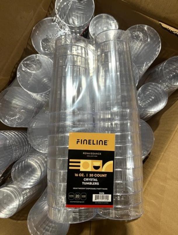 BRAND NEW Fineline Renaissance Series 16oz Crystal Tumblers, Model 2416. Full pallet, commercial grade, in original packaging.